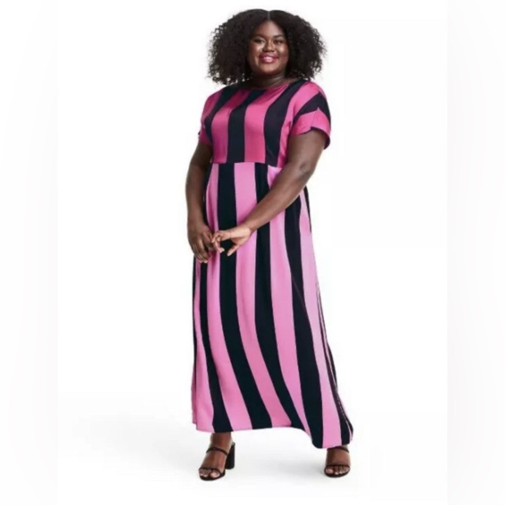 Christopher John Rogers for Target Plus Size Pink & Black Maxi Dress Size 24/26